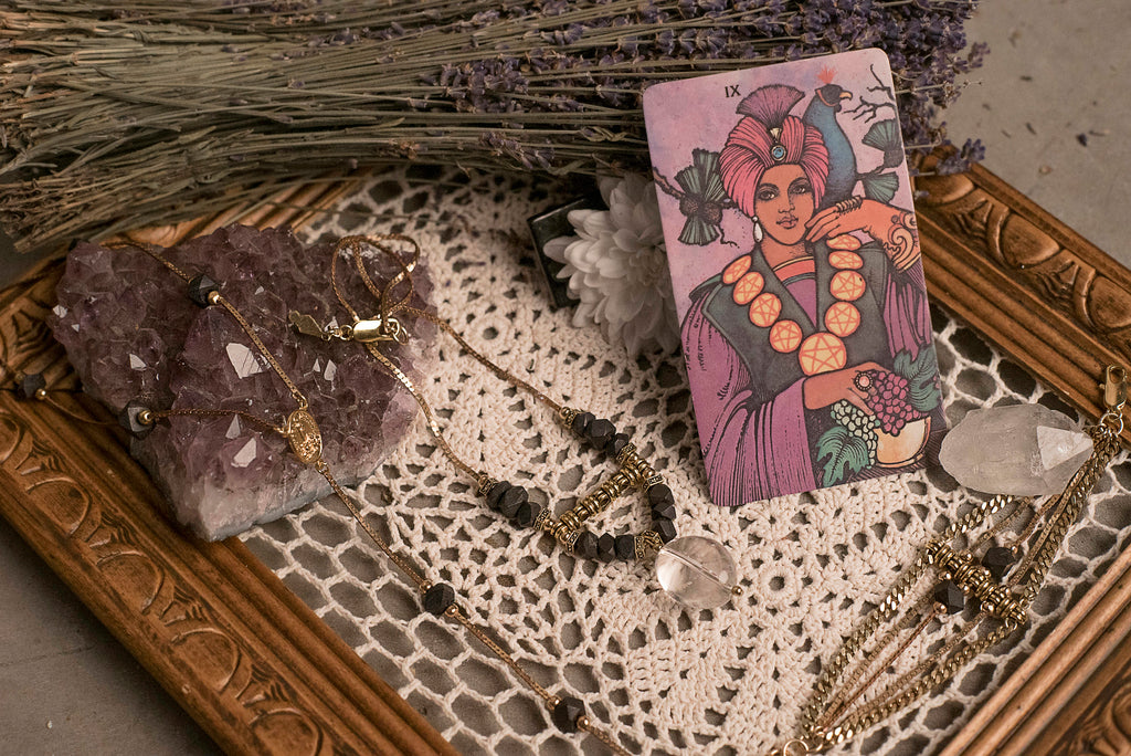 Handmade bohemian jewelry, short crystal necklace made in Canada