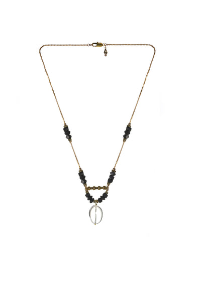 Handmade bohemian jewelry, long crystal necklace made in Canada