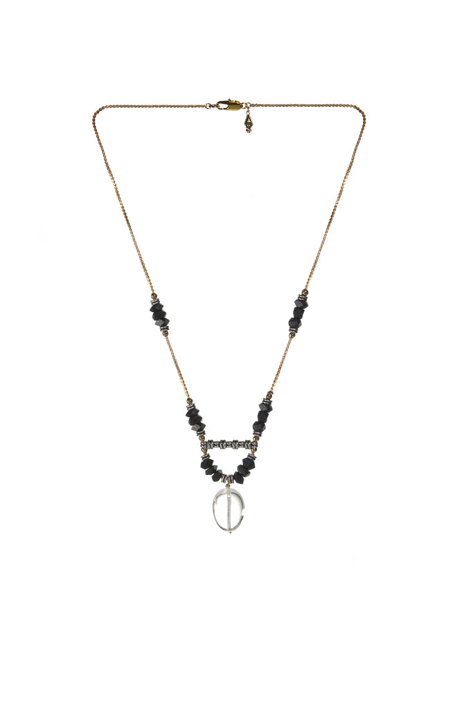 Handmade bohemian jewelry, long crystal necklace made in Canada