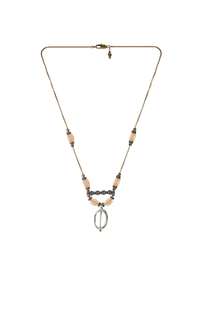 Handmade bohemian jewelry, long crystal necklace made in Canada