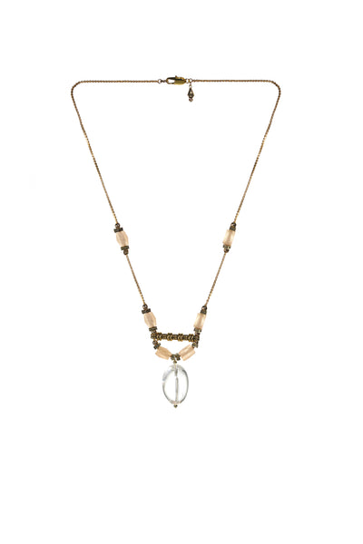 Handmade bohemian jewelry, long crystal necklace made in Canada