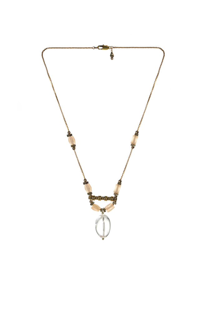 Handmade bohemian jewelry, long crystal necklace made in Canada