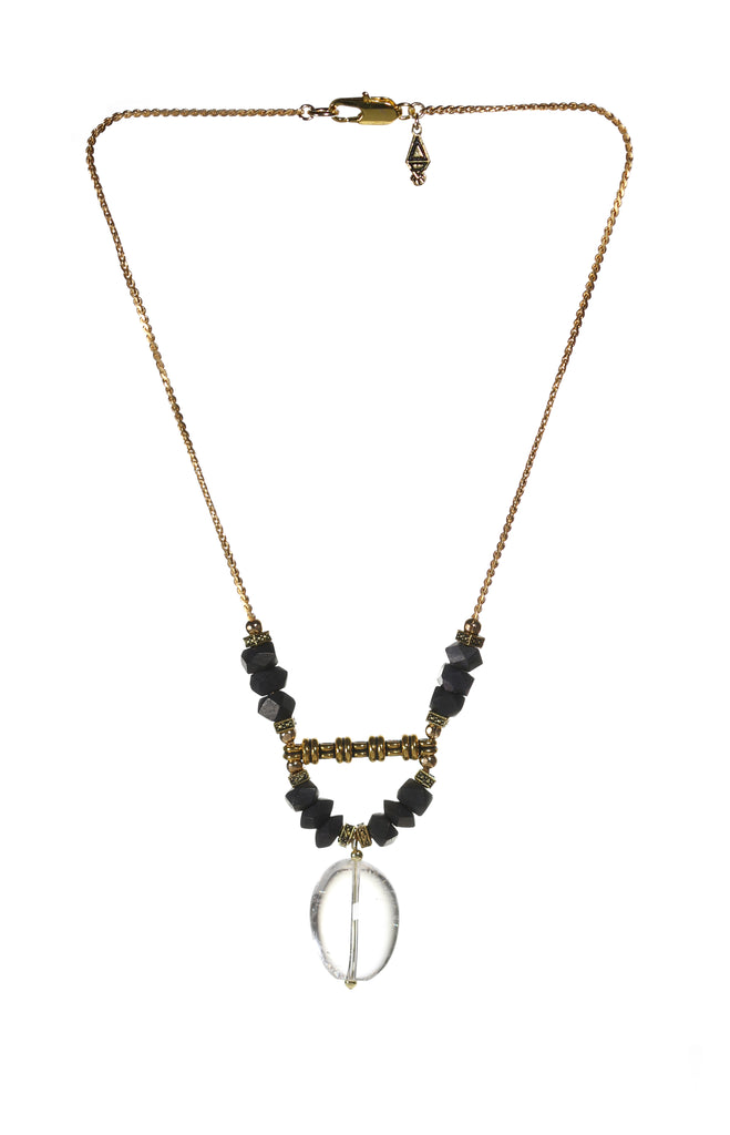 Handmade bohemian jewelry, short crystal necklace made in Canada