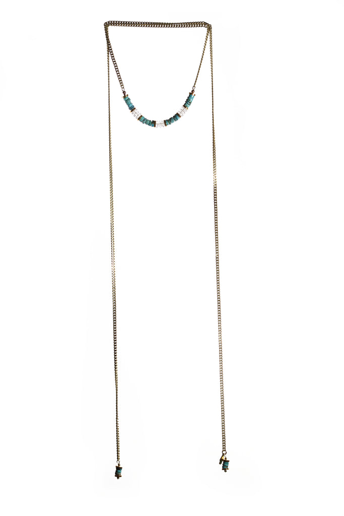 Canadian hand made boho style turquoise long necklace