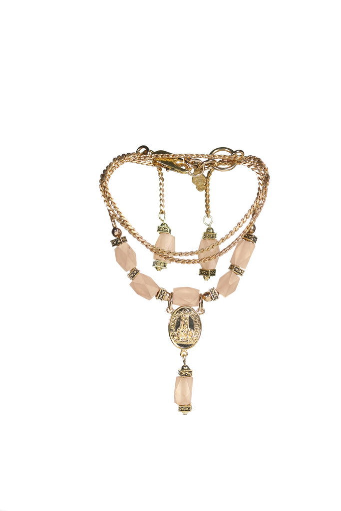 Artifacts World handmade boho jewelry, pink short necklace made in Canada