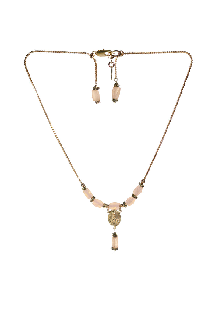 Artifacts World handmade boho jewelry, pink short necklace made in Canada