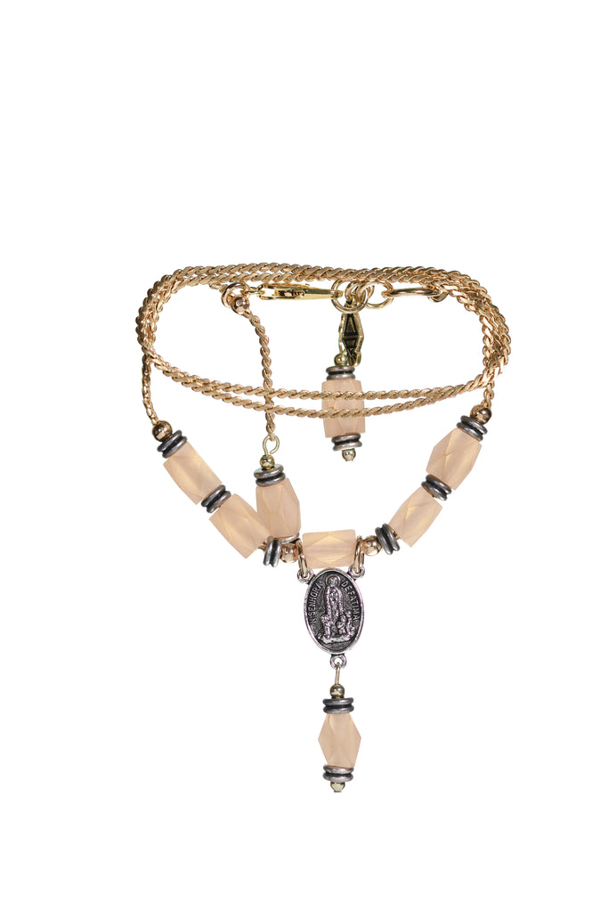 Artifacts World handmade boho jewelry, pink short necklace made in Canada
