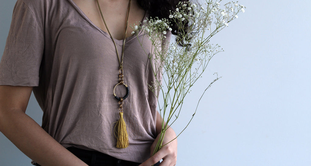 Handmade boho jewelry tassel necklace