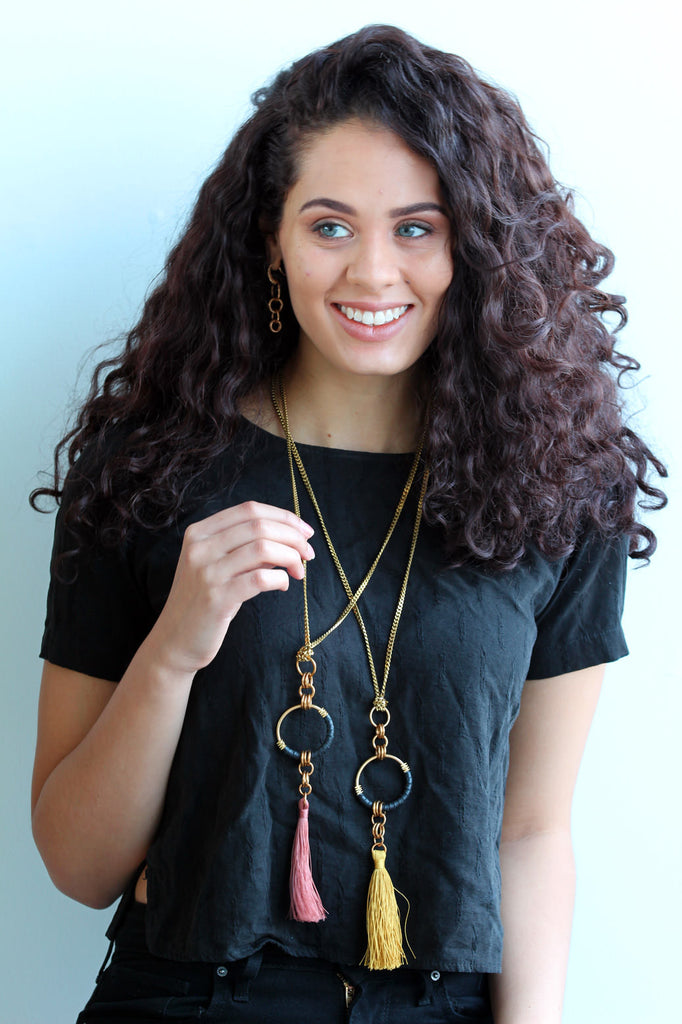handmade boho long tassel necklace