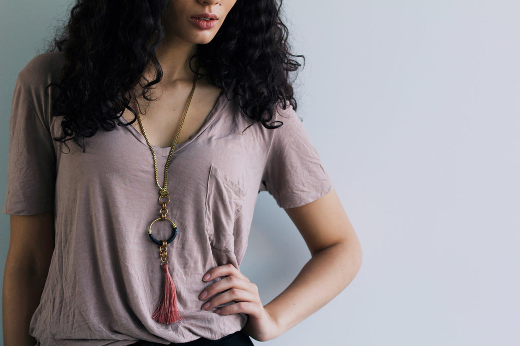 handmade boho long tassel necklace